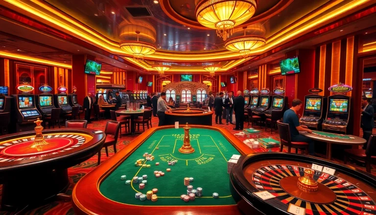 Spectacular casino scene showcasing the excitement of gambling at https://s8net.com/ with vibrant tables and interactive gaming.