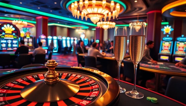 Experience luxury gaming at 79king.icu with vibrant casino tables and roulette wheels.