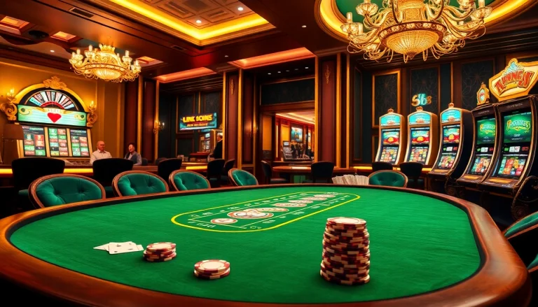 Engage with link jun88 at a luxury casino table, experiencing vibrant online gambling excitement.