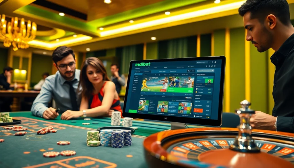 Indebet users engaging with live betting features at a vibrant online casino.