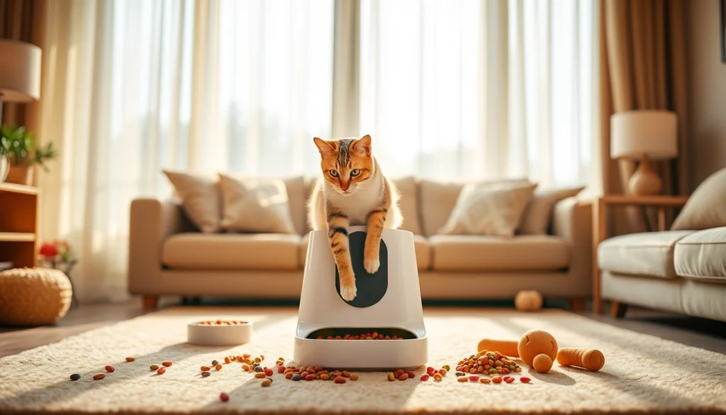 See how the WOPET automatic pet feeder fits into a cozy home with a playful cat.