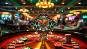 Gamble with style as the diamond shape shines amidst the vibrant casino excitement.