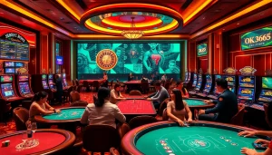 Experience the excitement of OK365 Trang chủ with vibrant casino activities and professional gamblers.