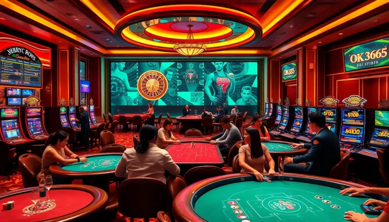 Experience the excitement of OK365 Trang chủ with vibrant casino activities and professional gamblers.