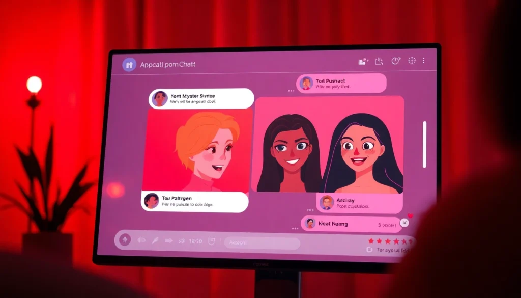 AI porn chat interface showcasing flirty conversations with engaging virtual characters.