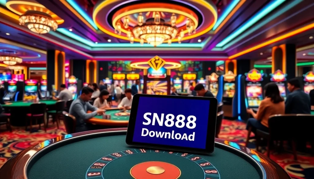 Experience the thrill of betting with SN888 Download on a vibrant casino floor filled with excitement.