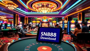 Experience the thrill of betting with SN888 Download on a vibrant casino floor filled with excitement.