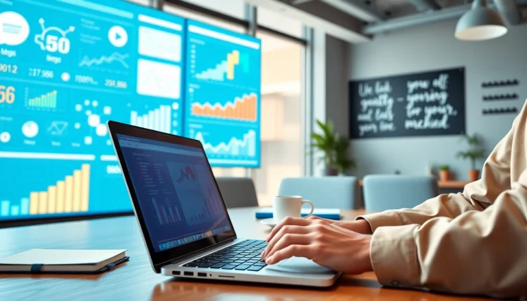 Enhance visibility with social media analytics from https://boost-social-media.com in a modern office.