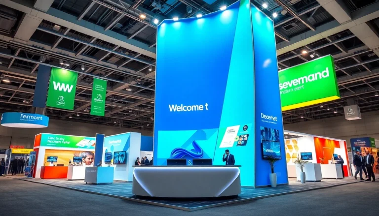 Engaging trade show booth showcasing innovative design elements and vibrant branding.