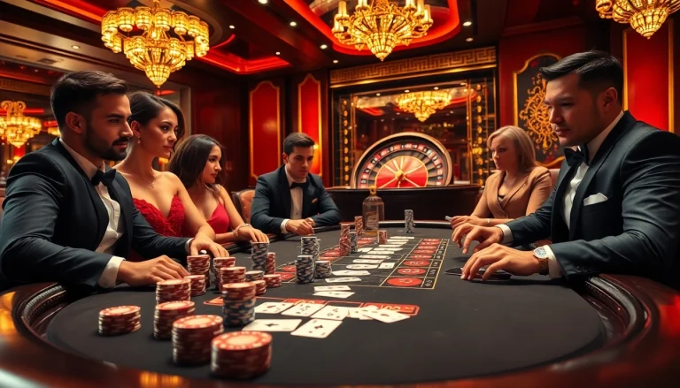 Exciting poker action scene featuring w88com.online players and chips at a casino table.