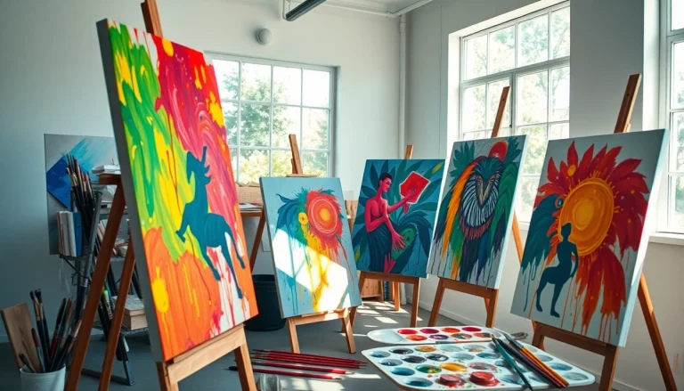Creating vibrant artwork with acrylic paints at https://acrylicpedia.com studio.