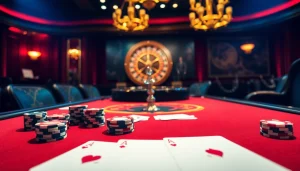 Gamblers engaging at a luxurious casino with 7mcn betting screens in view.