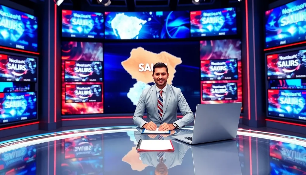 احصل على آخر الأخبار من saudiwadi.com مع مذيع الأخبار في أستوديو حديث.