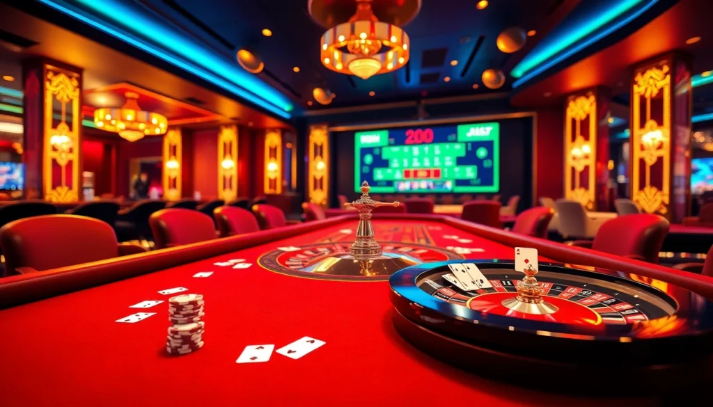 Experience live dealer excitement at https://bong99.pro/ with a vibrant casino scene featuring roulette and poker chips.