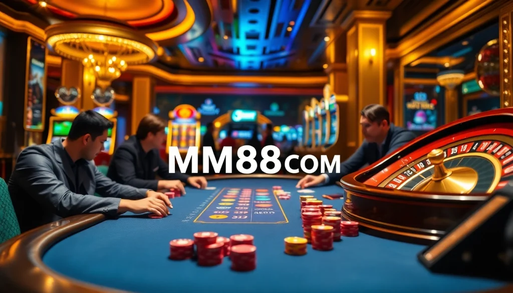 Experience high-stakes poker excitement at MM88COM with vibrant tables and thrilling slot machines.