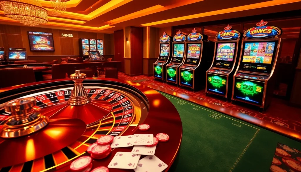 Experience thrilling online gaming with JW8 Malaysia's vibrant casino scene featuring exciting slot machines and card tables.