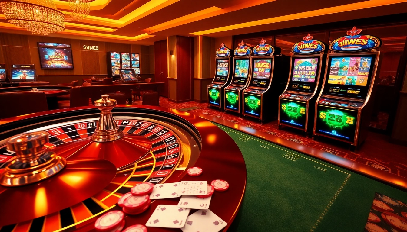 Experience thrilling online gaming with JW8 Malaysia's vibrant casino scene featuring exciting slot machines and card tables.