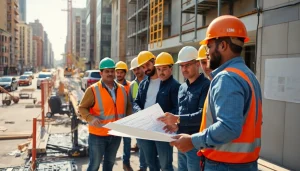 New Jersey General Contractor team collaborating on a construction site project with efficiency and professionalism.