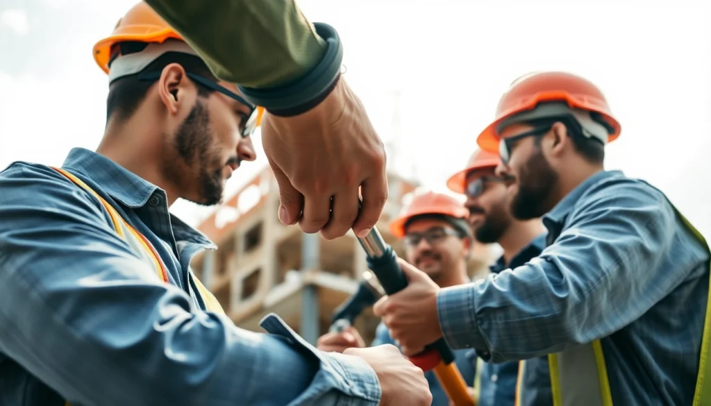 Constructing teamwork in action, showcasing construction workforce development with skilled professionals.