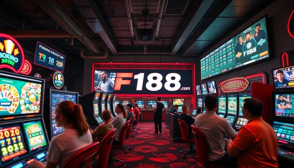 Dynamic online gaming scene featuring F168 casino games and sports betting options.