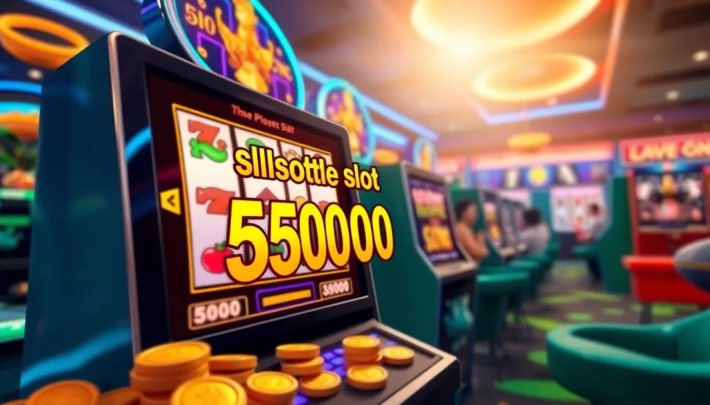 Menampilkan slot deposit 5000 yang menarik dengan antarmuka permainan dan simbol kemenangan.