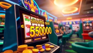 Menampilkan slot deposit 5000 yang menarik dengan antarmuka permainan dan simbol kemenangan.
