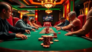 Experience thrilling poker action at 7mcn with vibrant chips and strategic gameplay.