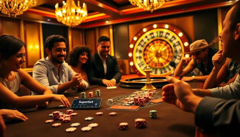 Experience the thrill of the Superbet Download on a vibrant casino scene with poker and roulette.