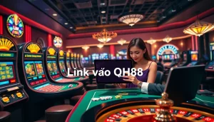 Experience the thrill of online gambling with Link Vào QH88 in a luxurious casino environment.