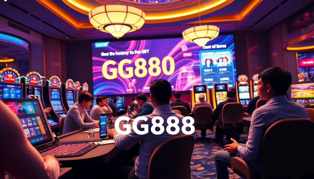Exciting GG888 online casino gaming scene with vibrant colors and engaging players.