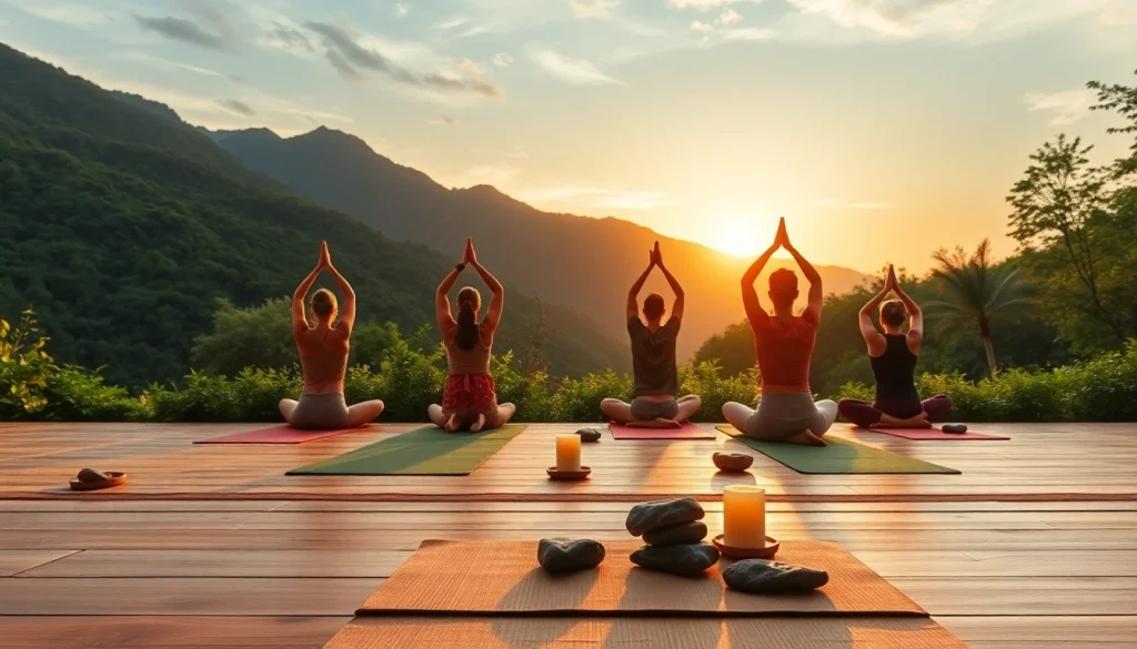 orbitnix.com의 요가 세션이 있는 평화로운 웰니스 리트리트 설정