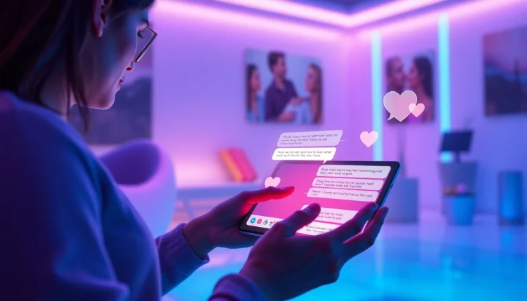 Futuristic AI interface facilitating intimate conversations about relationships and sexuality, emphasizing sex AI technology.