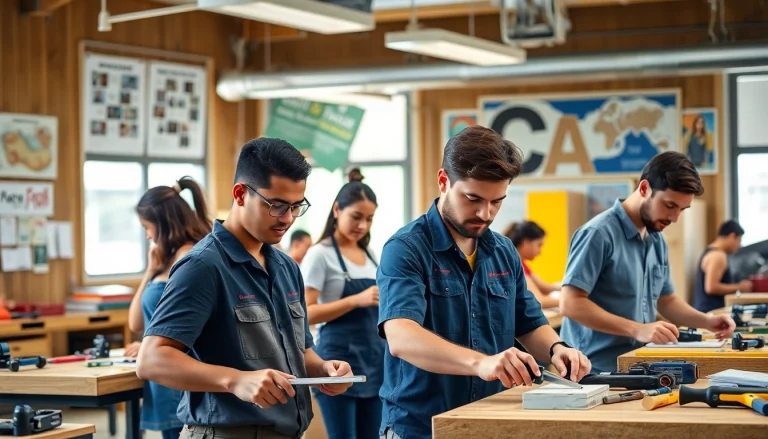 Students gaining hands-on experience at trade schools oahu in a collaborative, vibrant setting.