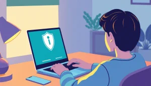 Download vpn download free on a laptop, with focus on a user-friendly interface and a cozy workspace.