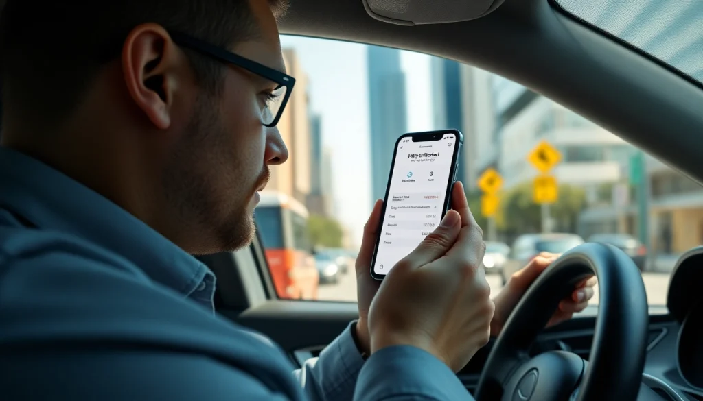 Check traffic fines on https://finecheck.cy with a smartphone in a city.