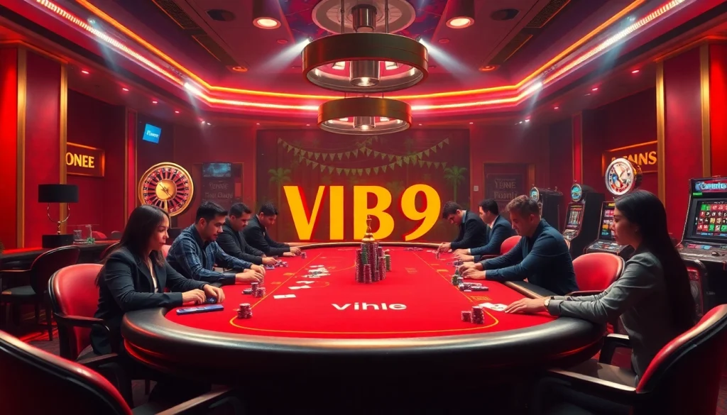 Experience the excitement of vb9 at a high-stakes poker table with vibrant chips and cards.