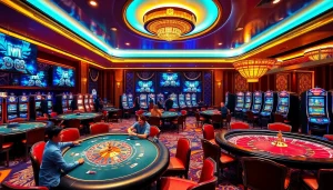 Players engaging in high-stakes games at the MM 88 casino, showcasing excitement and luxury.