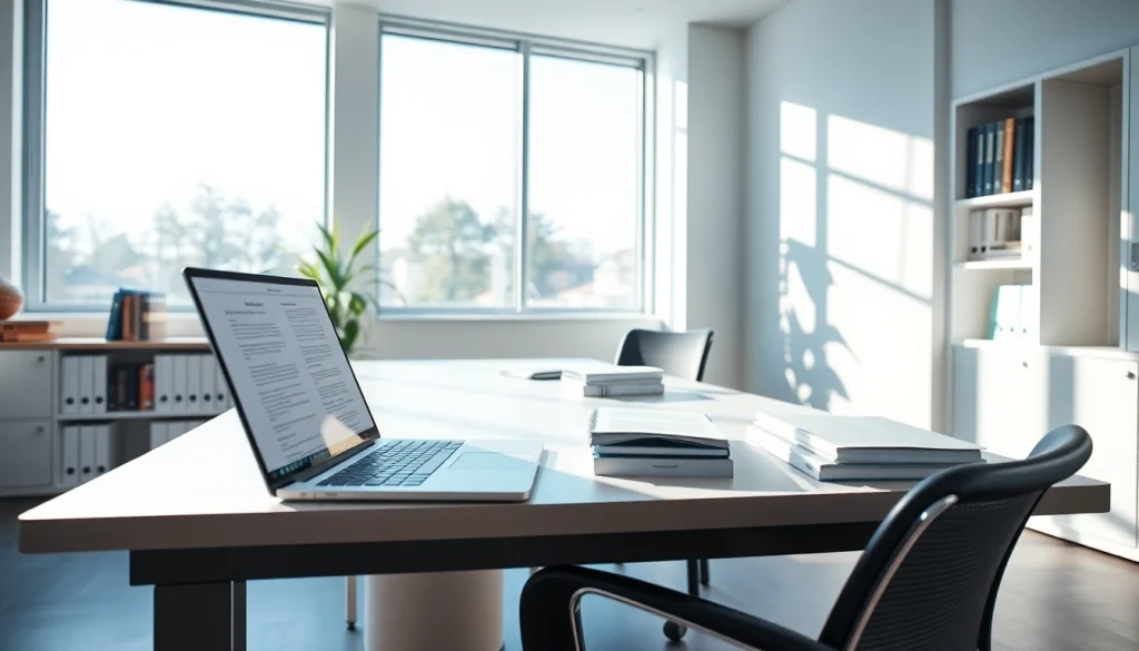 Professional sworn translator (beëdigd vertaler) working in a modern office environment, showcasing expertise and trust.