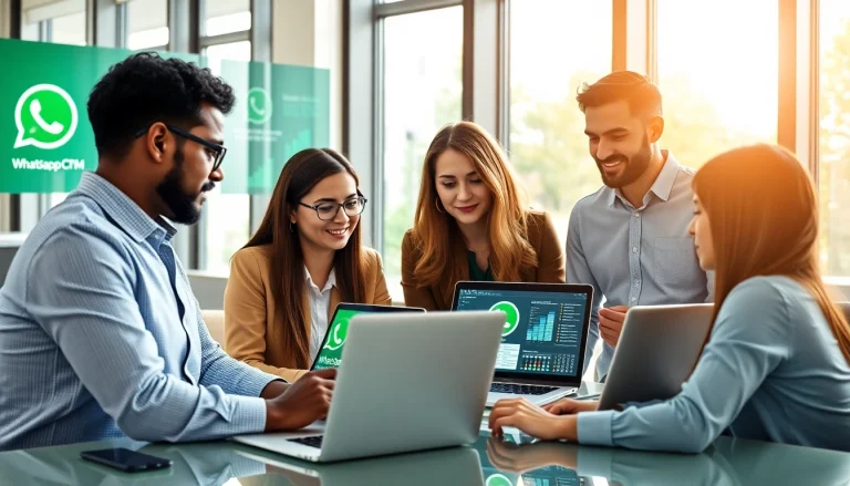 Understand What is a CRM for WhatsApp through a business team collaborating over CRM software.