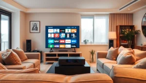 Access live TV streaming on https://bosstv.ca in a cozy home entertainment setup.