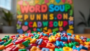 Engaging visual of Word Soup game showcasing vibrant letters in a lively arrangement.