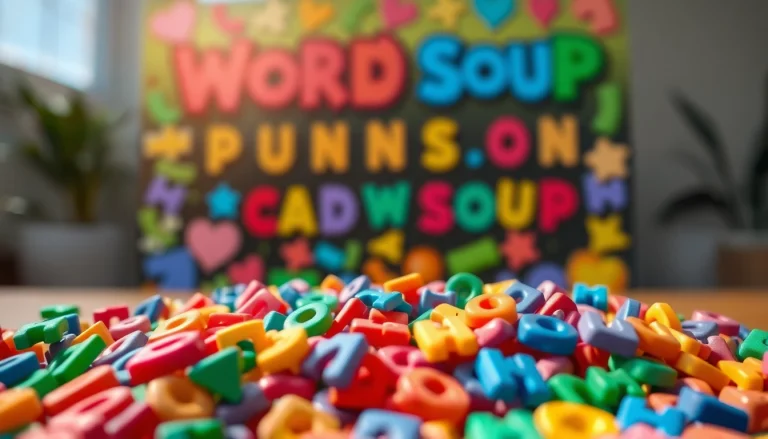 Engaging visual of Word Soup game showcasing vibrant letters in a lively arrangement.