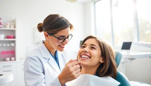 Orthodontist near by me helping a smiling teenager with clear braces