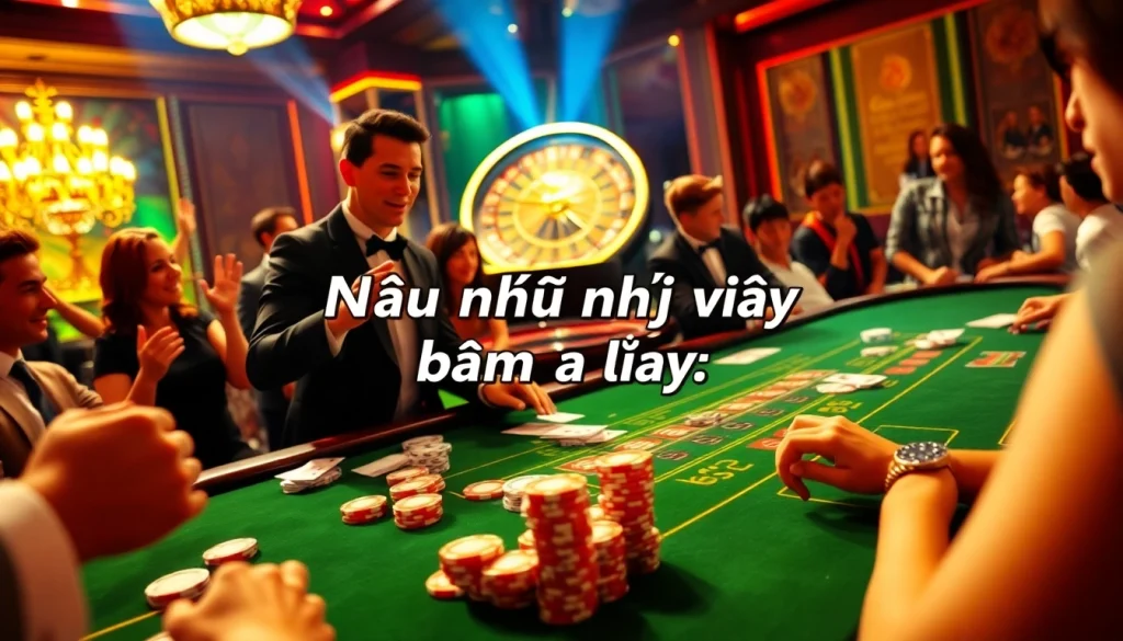 Nếu như vậy bám vào đây as players thrill at a luxurious casino table with vibrant chips and cards.