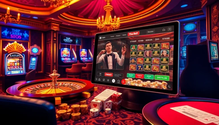 Experience the thrill of gambling with Tha bet on a vibrant online casino interface filled with action.