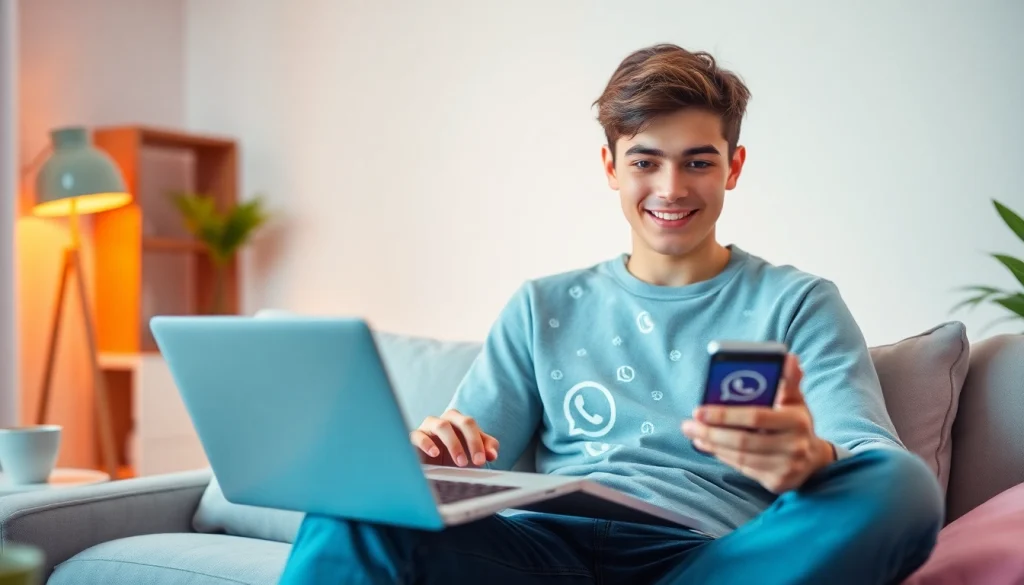 Creating a vibrant whatsapp profile photo in a cozy workspace.