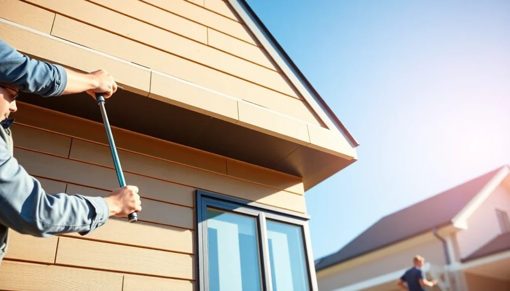 Installing aluminum siding on a contemporary home, showcasing quality craftsmanship.