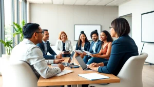 Engaging business coach los Angeles guiding a diverse team in a strategic discussion.