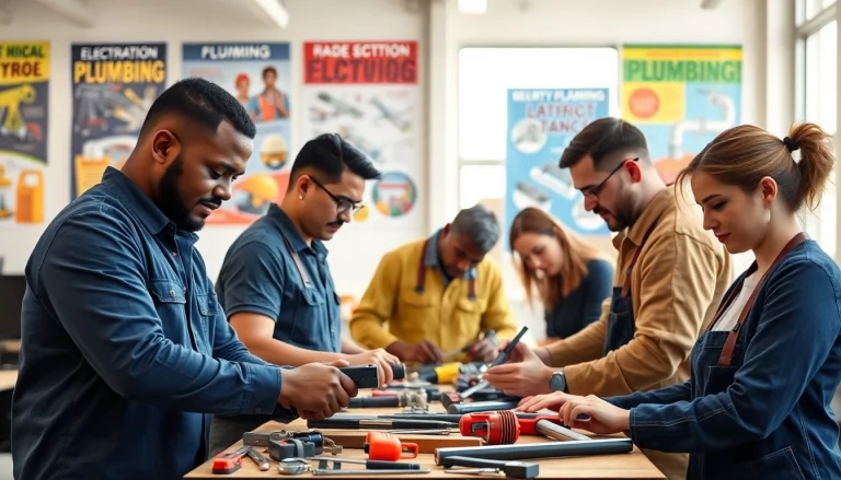 Students thriving in trade schools in southern California with engaging hands-on training.
