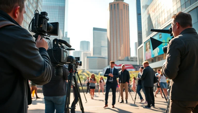 Video Production Company Phoenix capturing dynamic urban scenes with professional video crew.